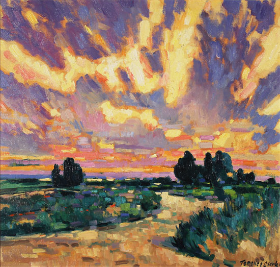 Terence Clarke, Original oil painting on canvas, Delfland Sunset Without frame image. Click to enlarge