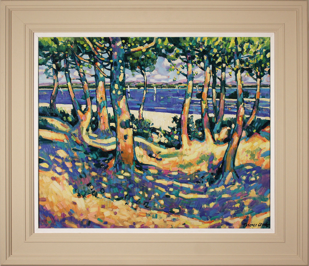Terence Clarke, Original oil painting on canvas, Lakes and Trees at La Marina . Click to enlarge