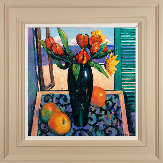 Terence Clarke, Original acrylic painting on canvas, Tulips at La Marina