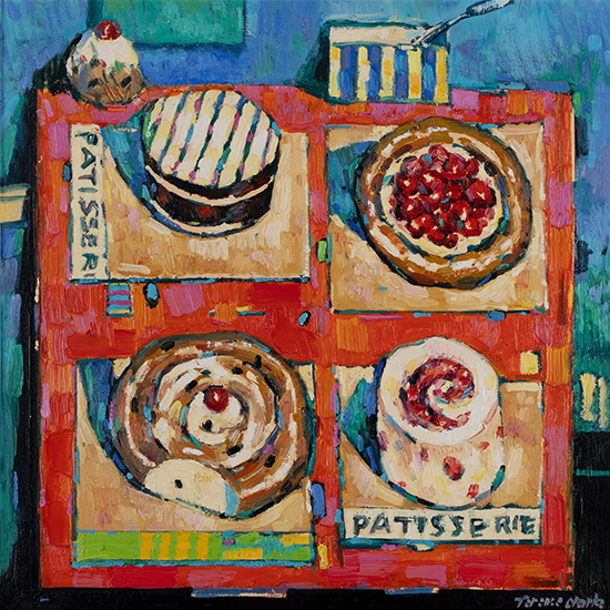 Terence Clarke, Original oil painting on canvas, Patisserie