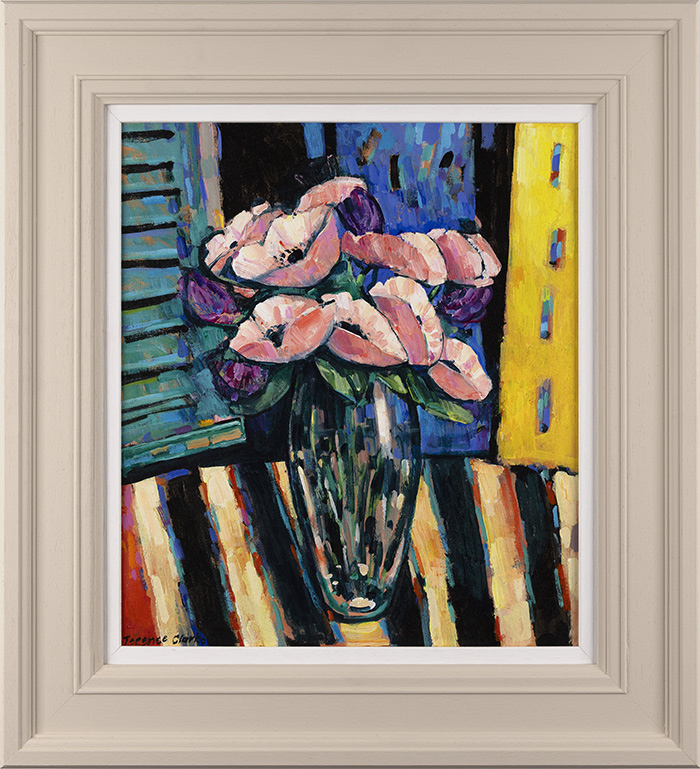 Terence Clarke, Original acrylic painting on canvas, Pink Poppies, click to enlarge