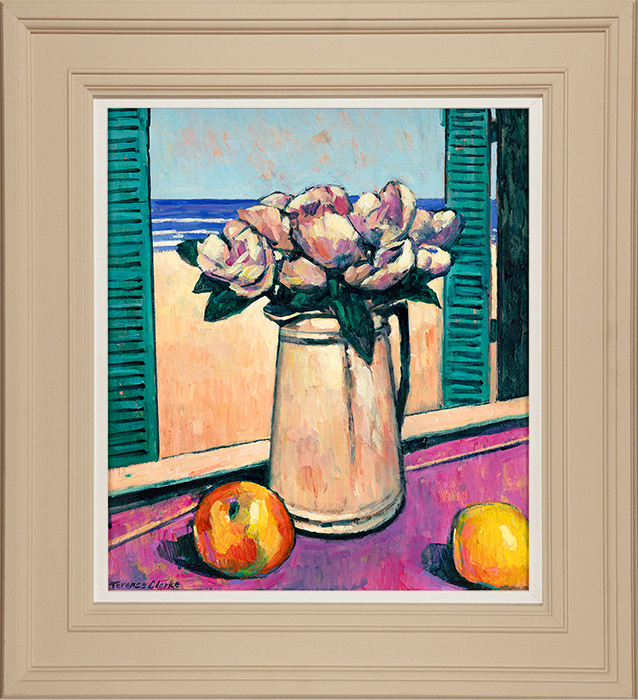 Terence Clarke, Original acrylic painting on board, Old Spanish Roses, click to enlarge