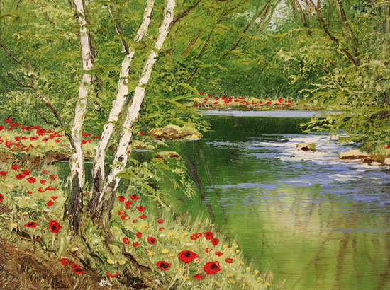 Terry Evans, Original oil painting on canvas, Woodland Poppies Signature image. Click to enlarge