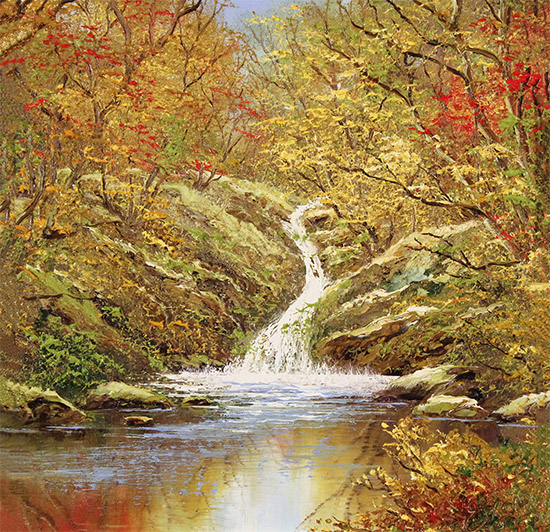 Terry Evans, Original oil painting on canvas, Autumn Falls Without frame image. Click to enlarge