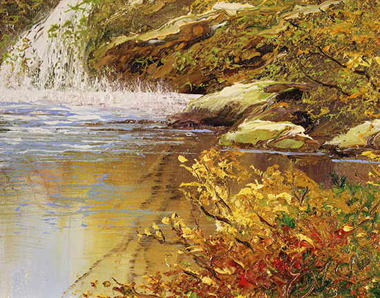 Terry Evans, Original oil painting on canvas, Autumn Falls Signature image. Click to enlarge