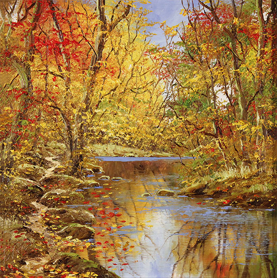 Terry Evans, Original oil painting on panel, Autumn Gold  Without frame image. Click to enlarge