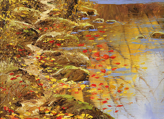 Terry Evans, Original oil painting on panel, Autumn Gold  Signature image. Click to enlarge