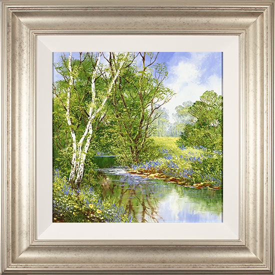 Terry Evans, Original oil painting on panel, Woodland Bluebells