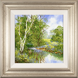 Terry Evans, Original oil painting on panel, Woodland Bluebells