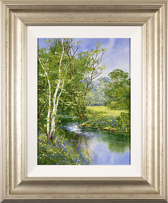 Terry Evans, Original oil painting on panel, Bluebell and Buttercup