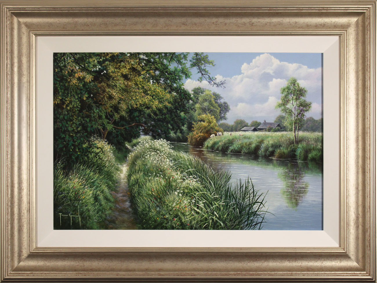 Terry Grundy, Original oil painting on panel, Riverbank Farm. Click to enlarge