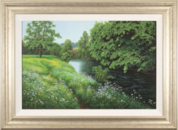 Terry Grundy, Original oil painting on panel, Midsummer by the River Large image. Click to enlarge