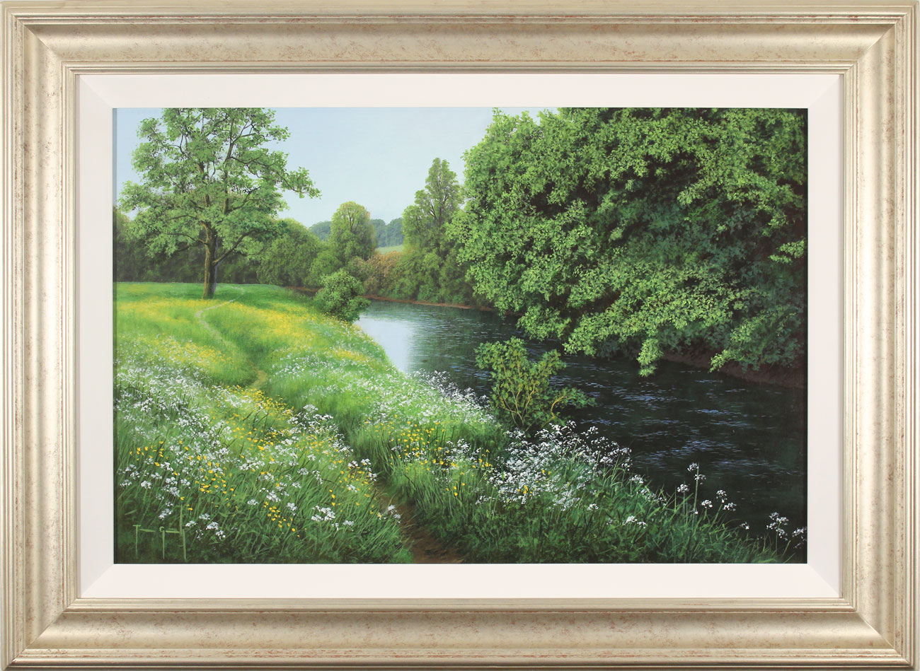 Terry Grundy, Original oil painting on panel, Midsummer by the River. Click to enlarge