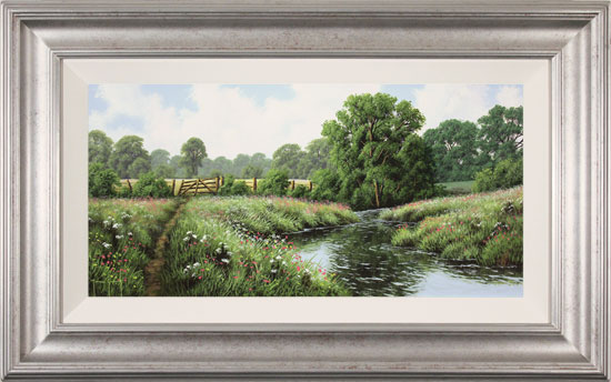 Terry Grundy, Original oil painting on panel, Midsummer by the River 