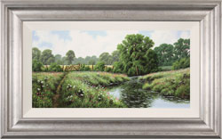 Terry Grundy, Original oil painting on panel, Midsummer by the River
