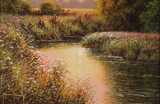 Terry Grundy, Original oil painting on panel, Summer Sunset Signature image. Click to enlarge