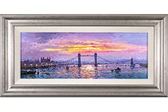 Andrew Grant Kurtis, Original oil painting on canvas, Sunshine Sparkle across Tower Bridge, London