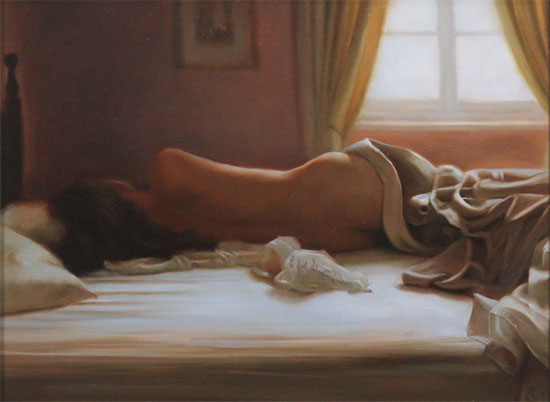 Tina Spratt, Original oil painting on panel, Sunday Morning Without frame image. Click to enlarge