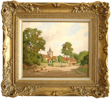 Vincent Selby, Original oil painting on panel, Village Scene Without frame image. Click to enlarge