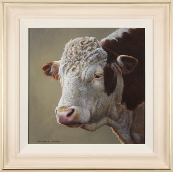 Wayne Westwood, Original oil painting on panel, Hereford Bull 