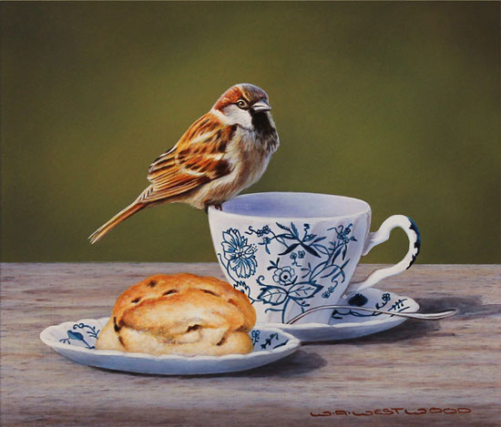 Wayne Westwood, Original oil painting on panel, Afternoon Tea Without frame image. Click to enlarge