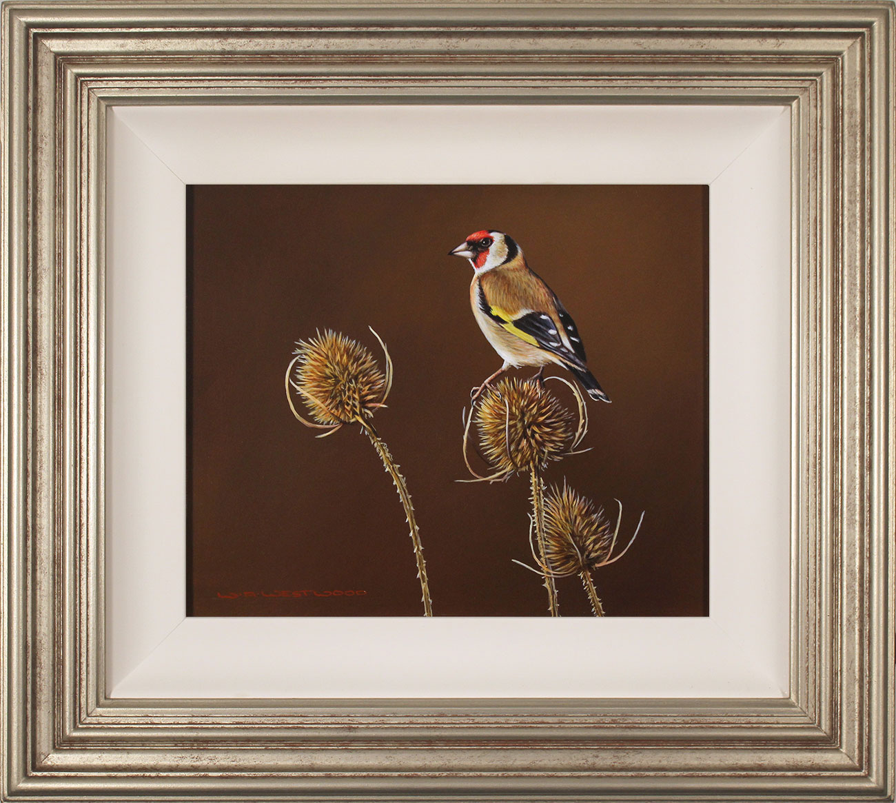 Wayne Westwood, Original oil painting on panel, Goldfinch. Click to enlarge