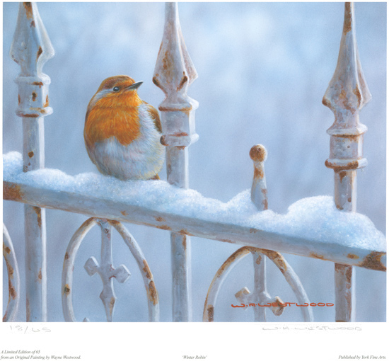 Wayne Westwood, Signed limited edition print, Winter Robin