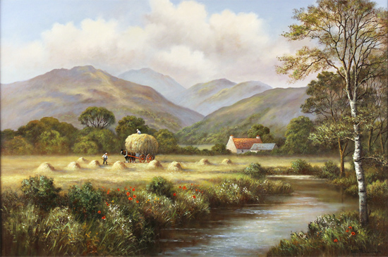 Wendy Reeves, Original oil painting on canvas, Highland Harvest Without frame image. Click to enlarge