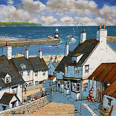 Alan Smith, Down to the Harbour, Original oil painting on panel
