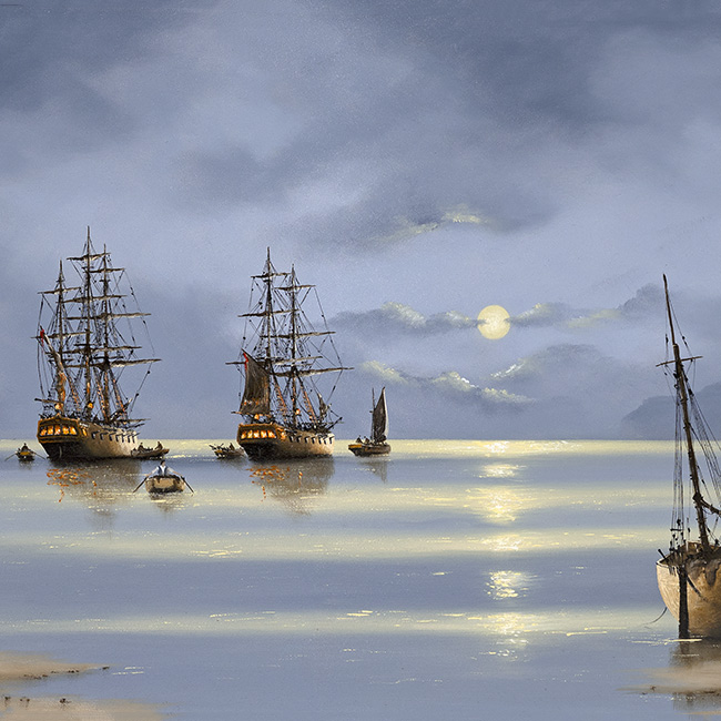 Alex Hill, Smuggler's Sands, Original oil painting on panel