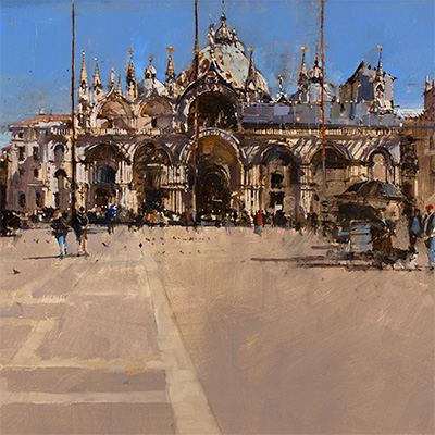 David Sawyer, RBA, Piazza San Marco, Venice, Original oil painting on panel