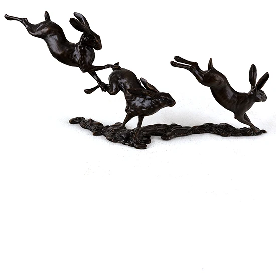 Dean Kendrick, Small Hares Playing, Bronze
