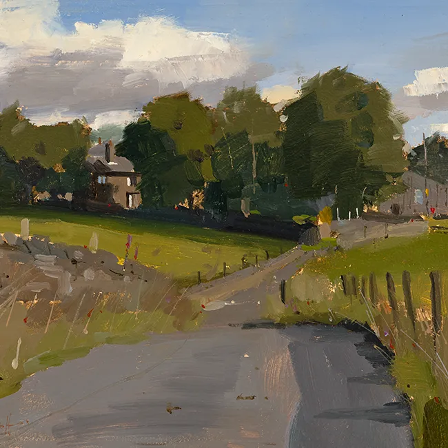 Michael John Ashcroft, ROI, Over the Top, Rivington, Lancashire, Original oil painting on panel