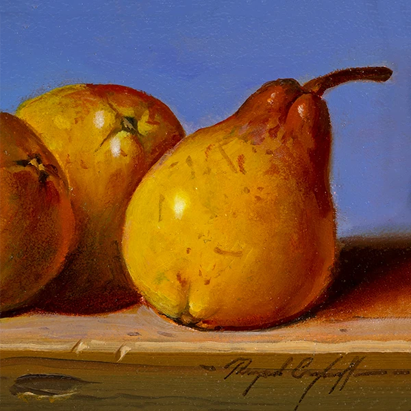 Raymond Campbell, Pears, Original oil painting on panel
