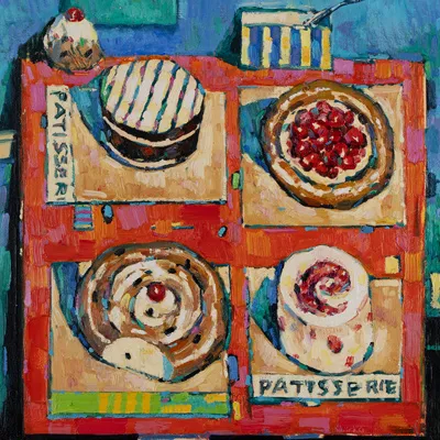 Terence Clarke, Patisserie, Original oil painting on canvas