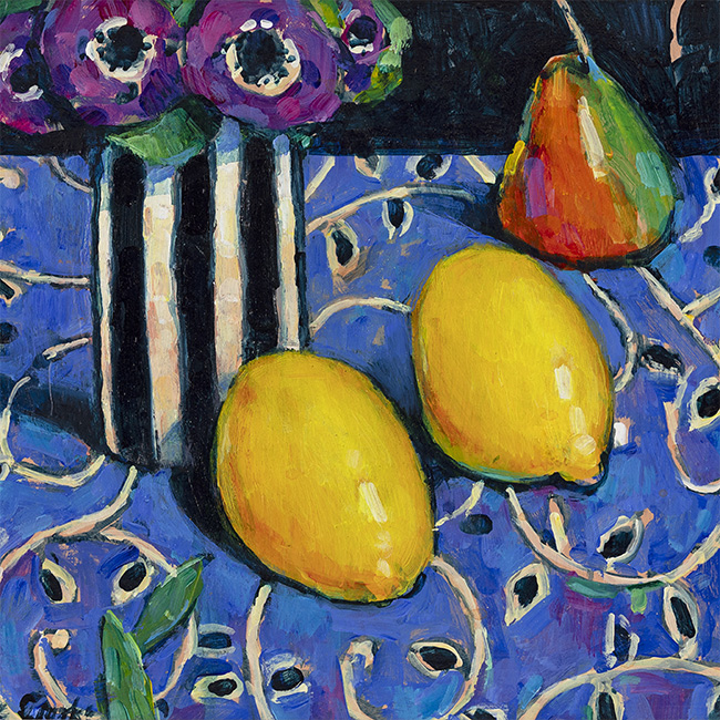 Terence Clarke, Spanish Lemons, Original acrylic painting on board